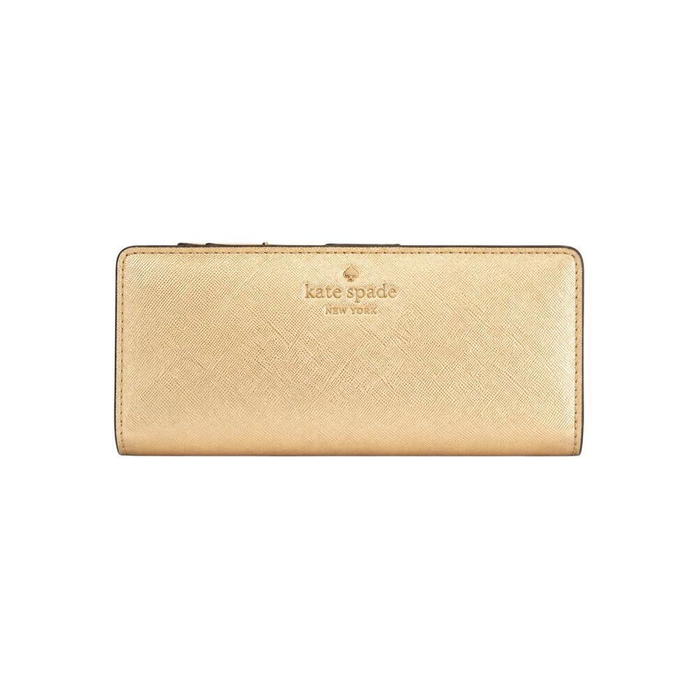 Kate Spade Y2K Gold Saffiano Leather Wallet | Vintage Minimal Luxe Mini Clutch